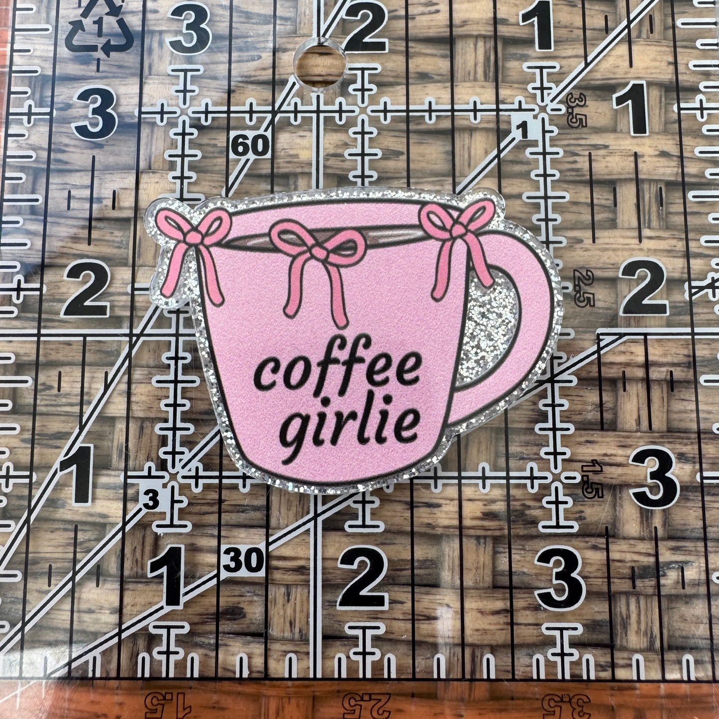 Coffee Girly, Glitter Flatback, Planar, Cabochon, Single Pc