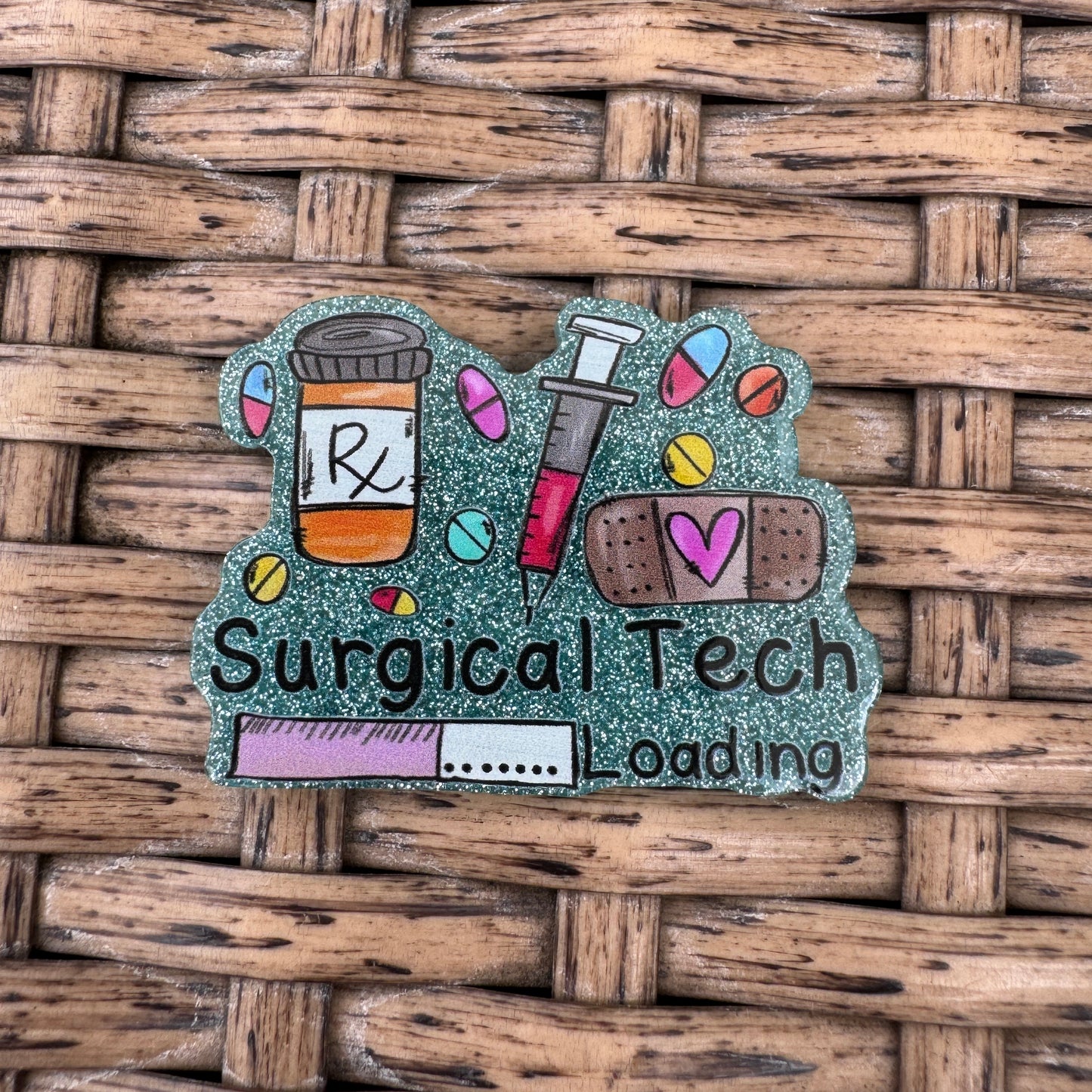 Surgical Tech Loading, Glitter Flatback,  Planar, Cabochon, Single Pc