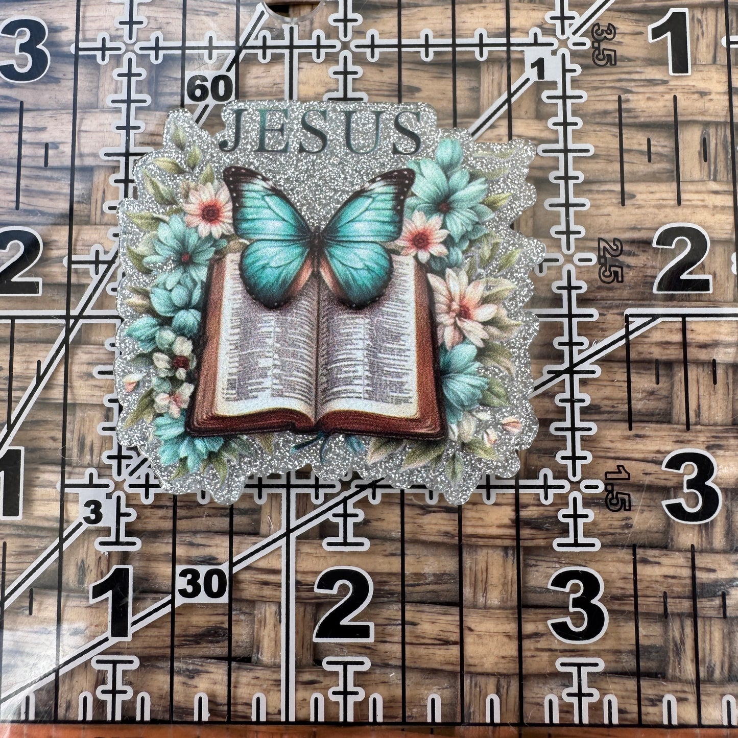 Jesus, Bible, Butterfly, Glitter Flatback,  Planar, Cabochon, Single Pc