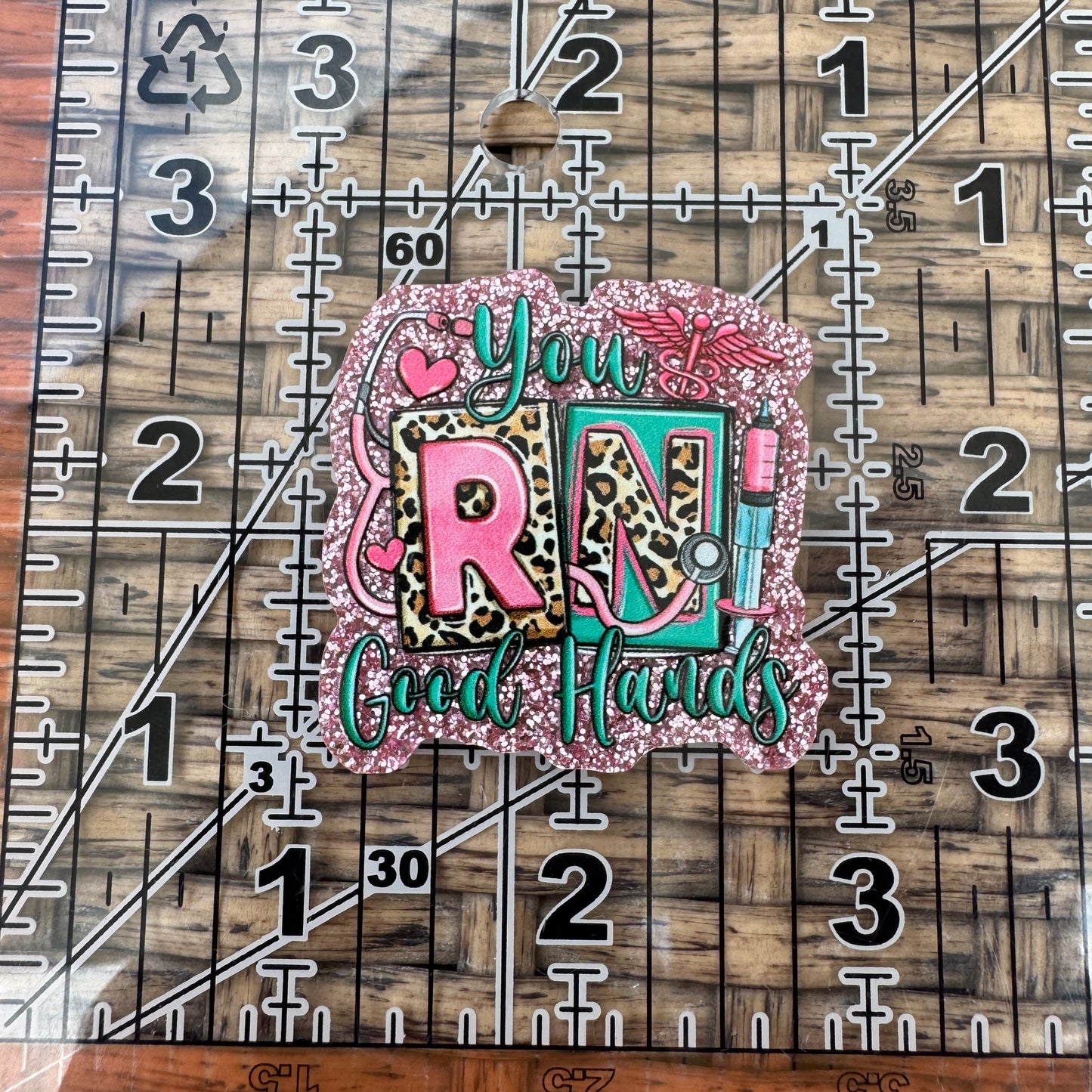 You RN good Hands, Nurse, Medical, Glitter Flatback,  Planar, Cabochon, Single Pc