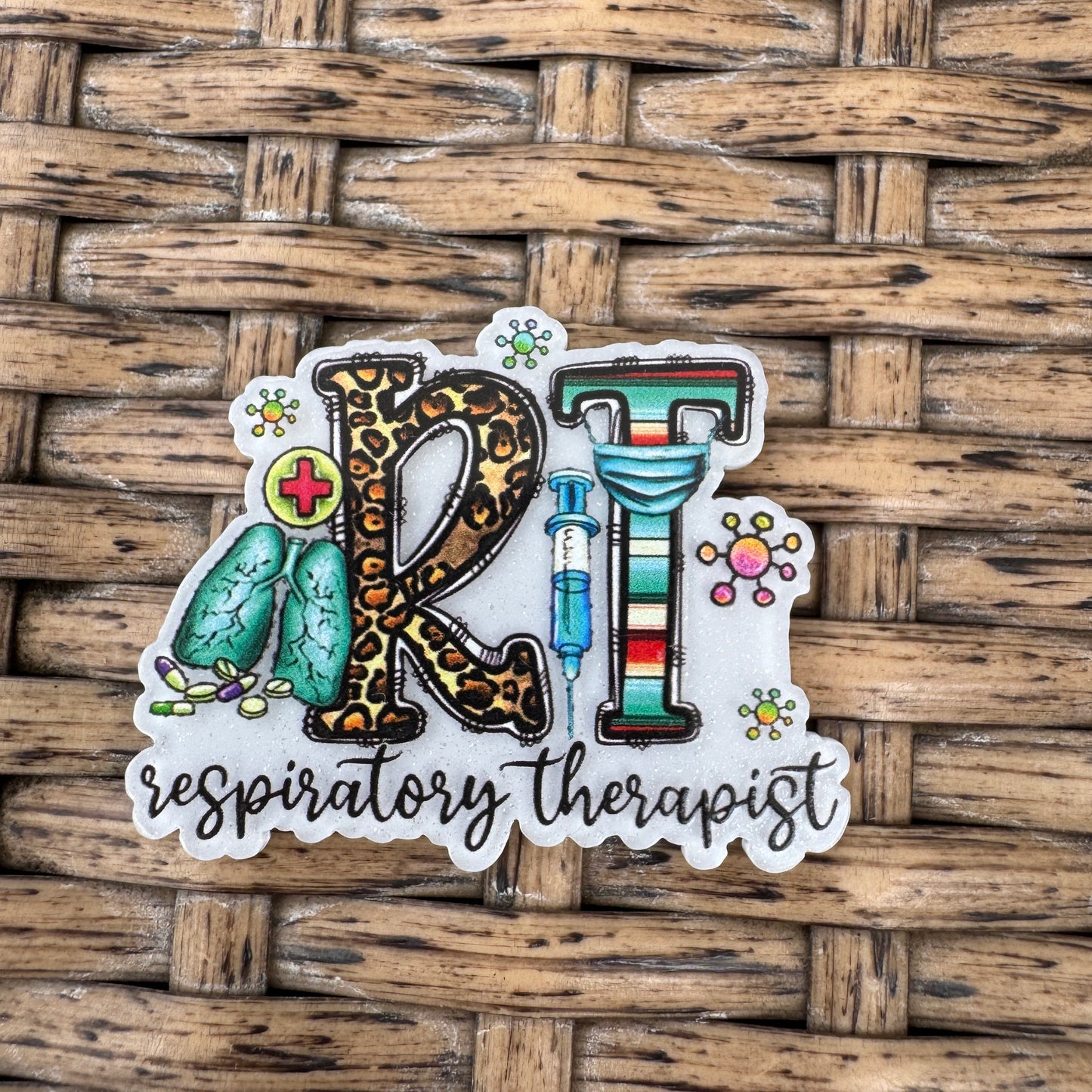 Respiratory Therapist, Glitter Flatback,  Planar, Cabochon, Single Pc