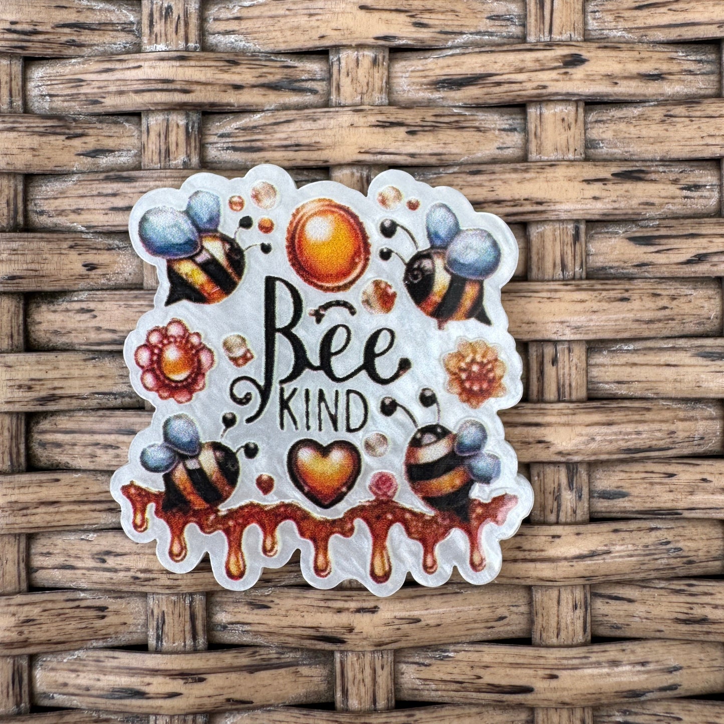 Bee Kind,  Glitter Flatback,  Planar, Cabochon, Single Pc