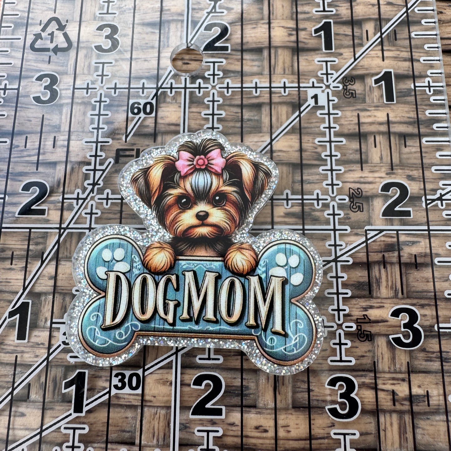 Dog Mom, Glitter Flatback,  Planar, Cabochon, Single Pc