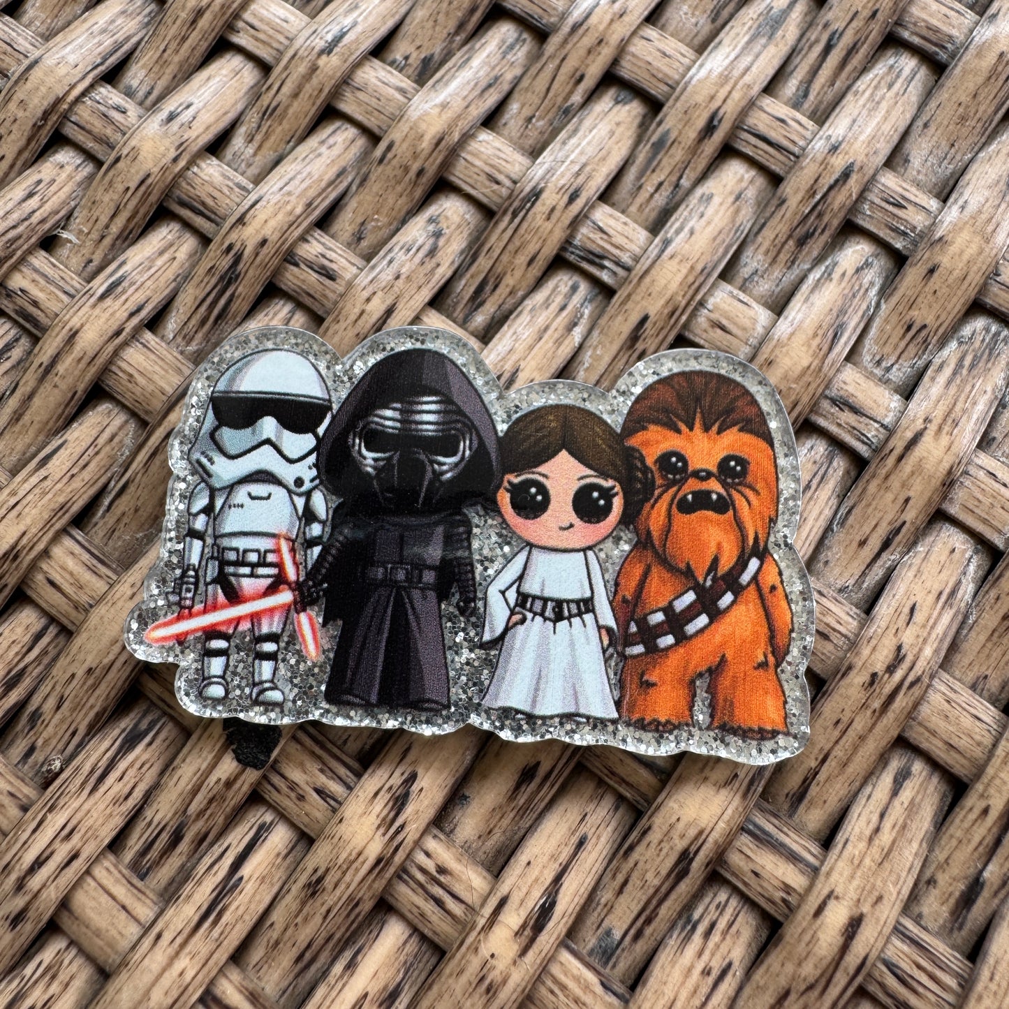 Star Wars Characters.  Glitter Flatback,  Planar, Cabochon, Single Pc