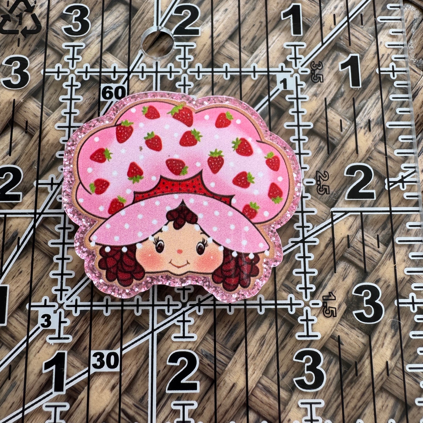 Strawberry Shortcake Head, Glitter Flatback,  Planar, Cabochon, Single Pc