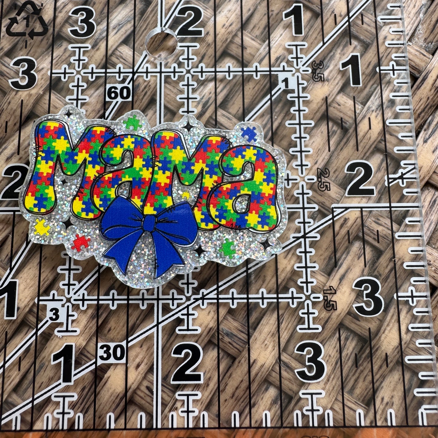 Autism Awarness, Mama, Glitter Flatback,  Planar, Cabochon, Single Pc