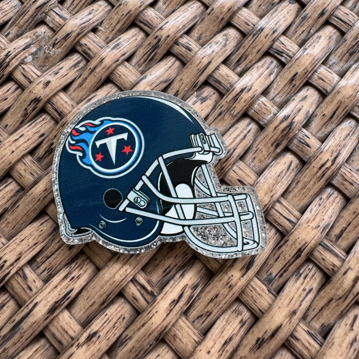 Titans Football Team Helmet, Glitter Flatback,  Planar, Cabochon, Single Pc