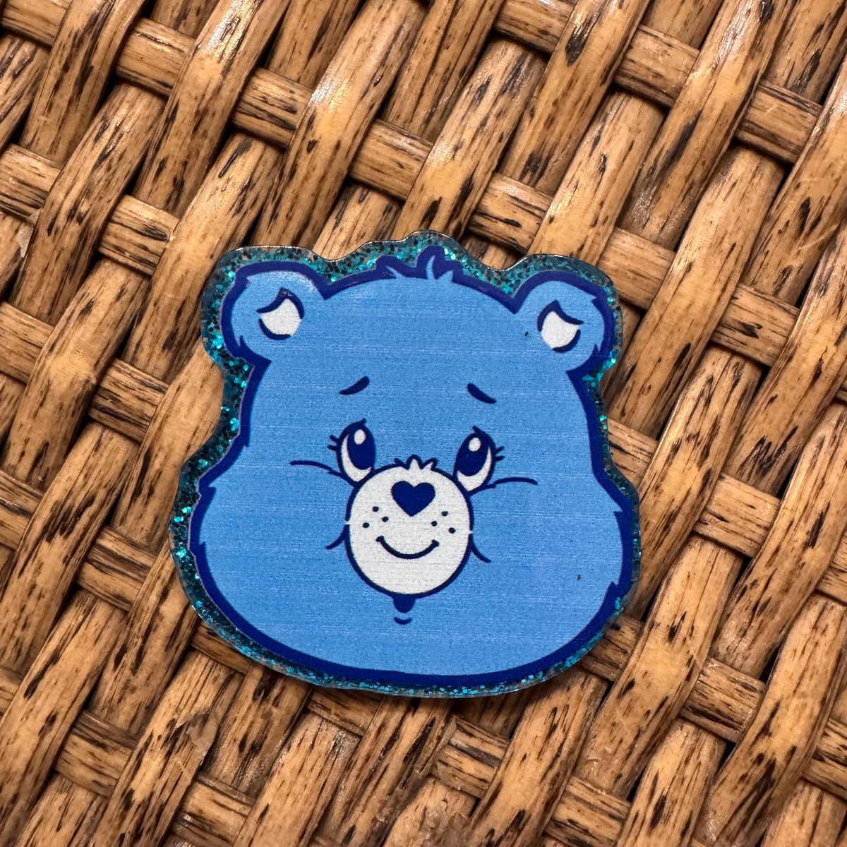 Acrylic Flatback Craft Embellishment - Care Bear Blue - Slight print discolor