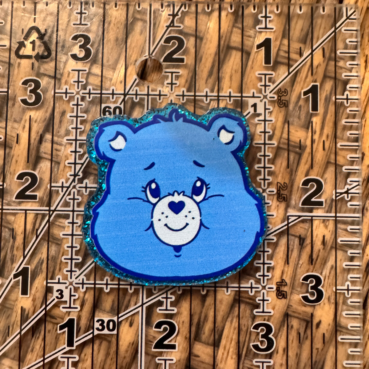 Acrylic Flatback Craft Embellishment - Care Bear Blue - Slight print discolor